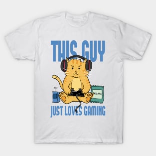 This guy Just loves Gaming funny Gaming Cat T-Shirt